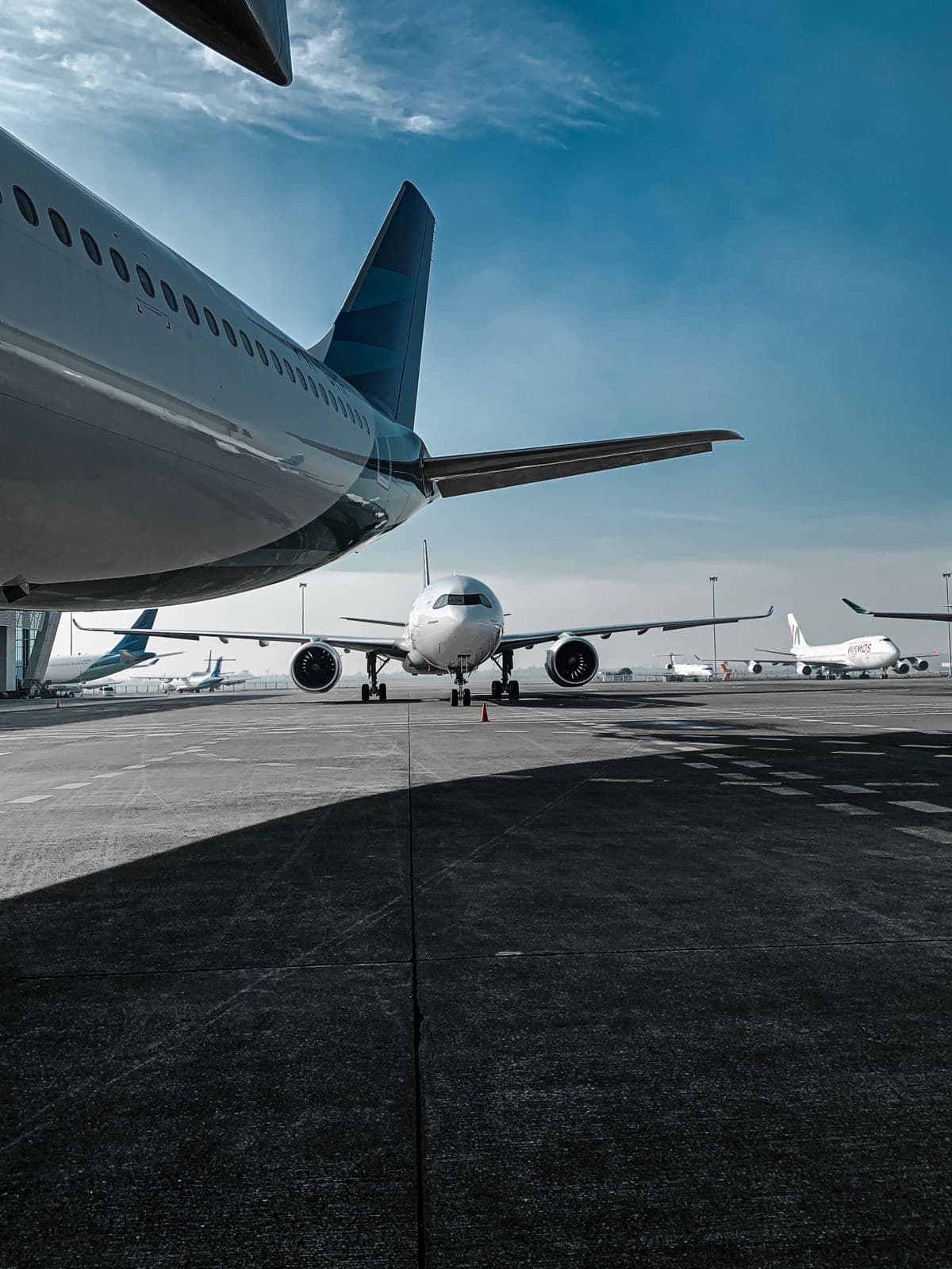 Cargo aircraft on the airport tarmac