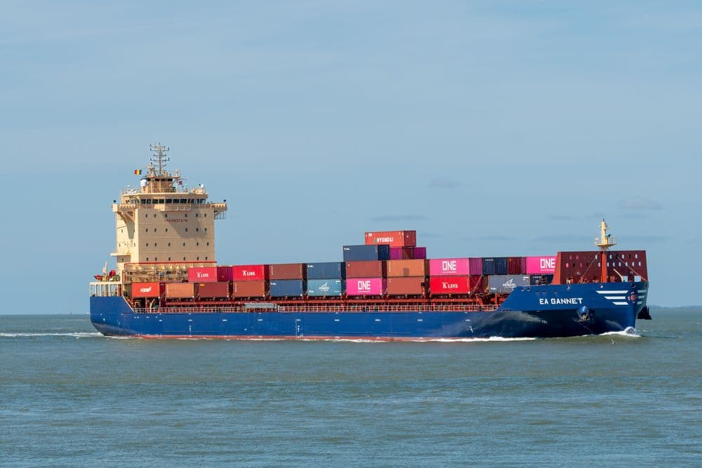 Ocean freight cargo ship carrying containers