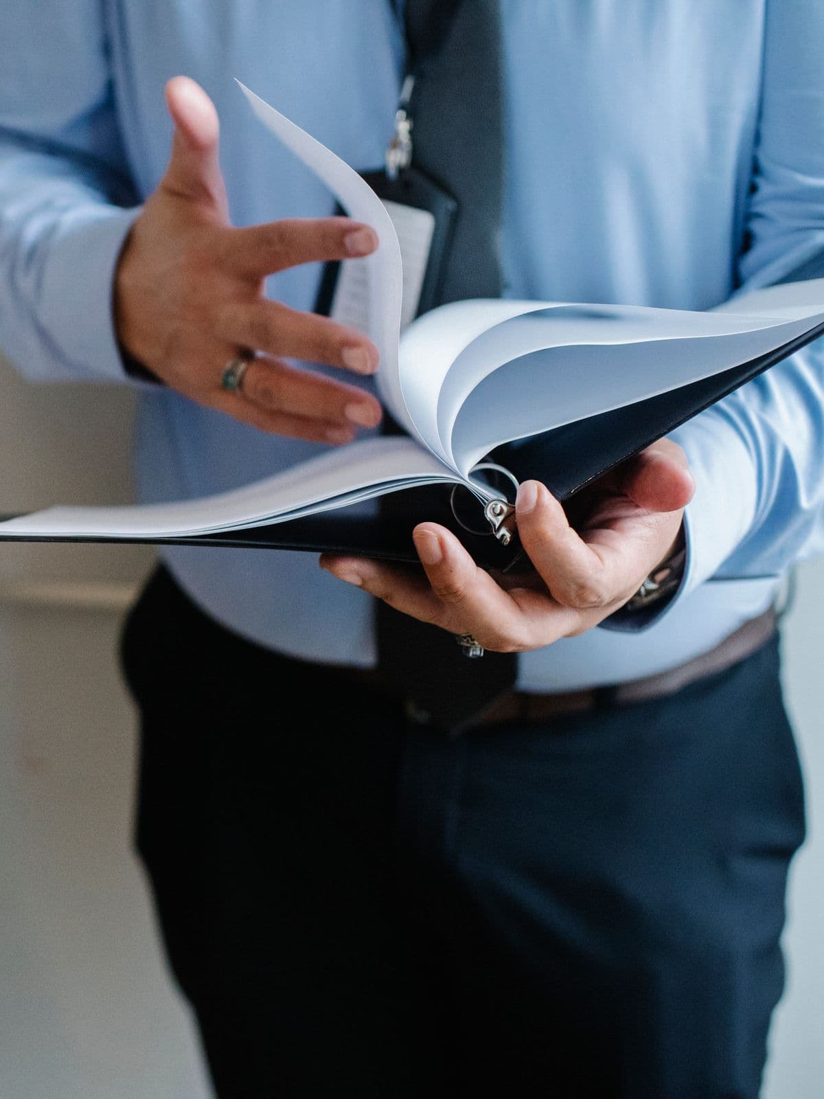 Freight forwarding coordinator reviewing documentation